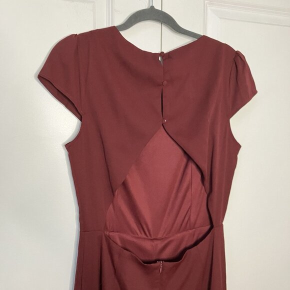Lulus Jumpsuit Womens L Illustrious Charm Burgundy Cap Sleeve Cutout New/Defects - Picture 9 of 16
